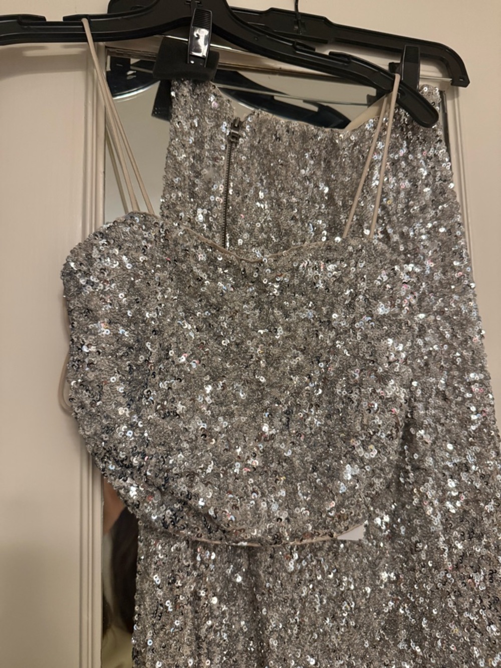 Alice + Olivia Silver Sequin Strap Dress